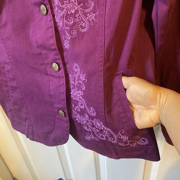 Trilllogy Morning Sun Embroidery Jacket Women S Purple Button Festival Outdoors - Picture 8 of 9